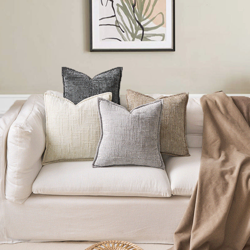 Coffee Chenille Crosshatch Textured Pillow Covers Set of 2 - Modern Minimalist Sofa Bed Cushion Covers 45x45cm & 30x50cm(without pillow core)